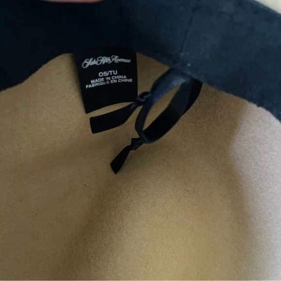 Saks Fifth Avenue Camel Wool Wide Brim Fedora Hat Black Band One Size